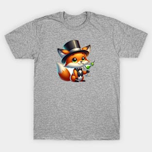 Fox Wearing a Top Hot Drinkng a Martini T-Shirt